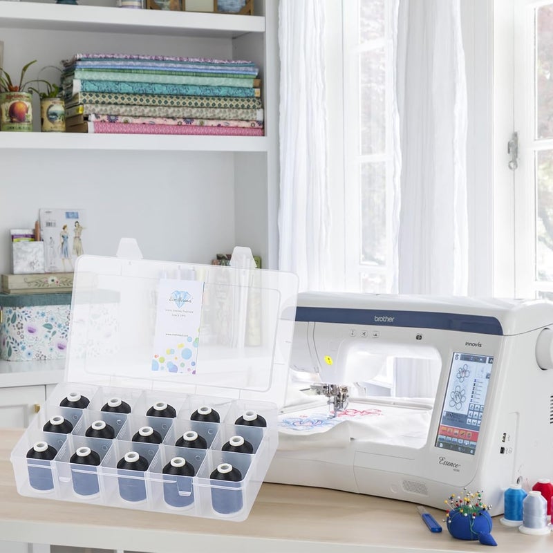 simthread [Box-Upgraded] Machine Embroidery Thread 1000M Black 900, with Storage Box Polyester 15 Spools Set for Embroidery Quilting Machine - Image 5